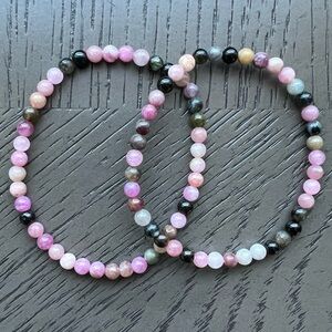 (ONE) Watermelon tourmaline bracelet 4mm SIZE 6.75’